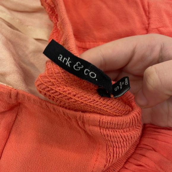 Ark & Co Coral Rayon Romper with nude underlay. Halter/tie neck - Picture 4 of 4